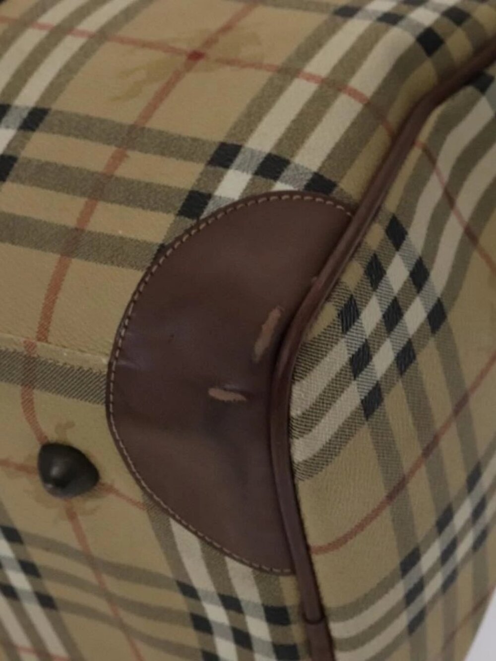 Burberrys Nova Check Boston Bag PVC Leather 2way Beige Auth ac3563 - Picture 5 of 16